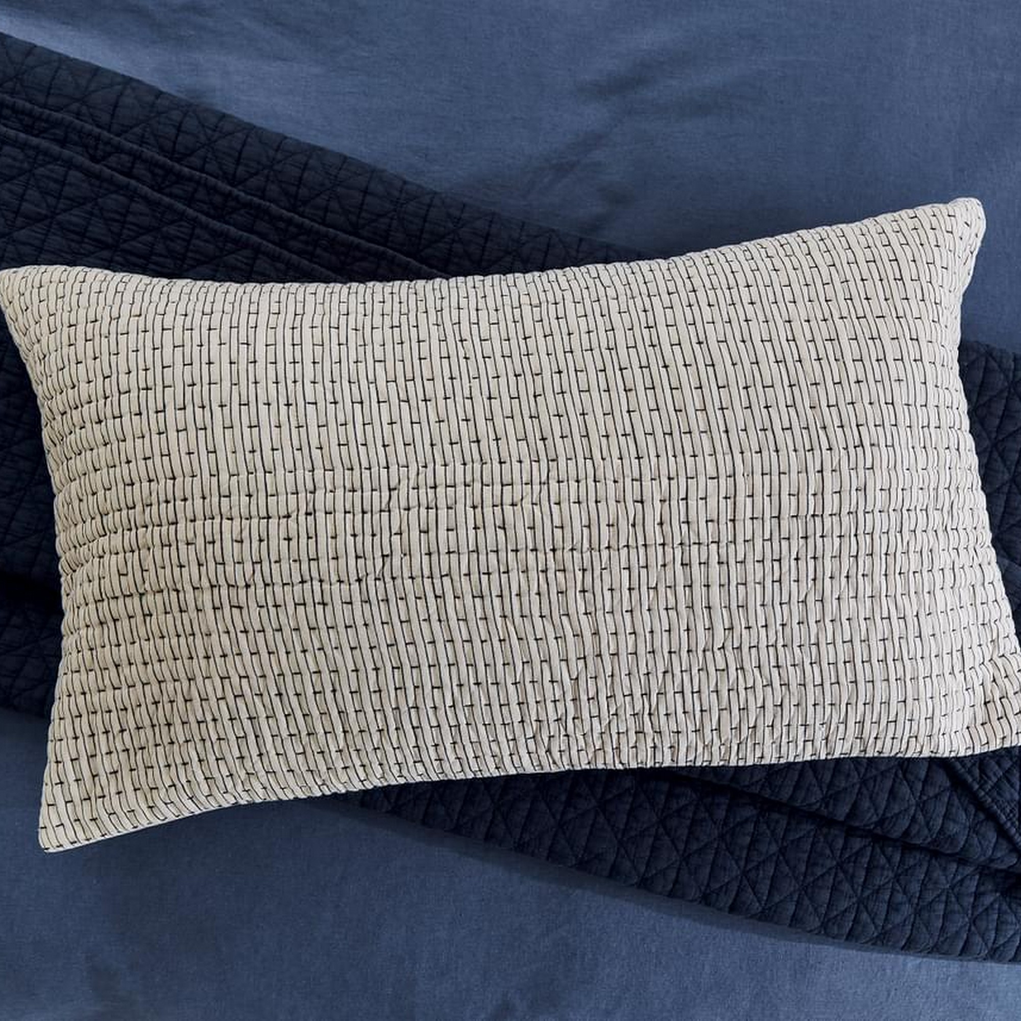 Serein Cushion By Bedeck Of Belfast Rare Earth In Chalk Indigo